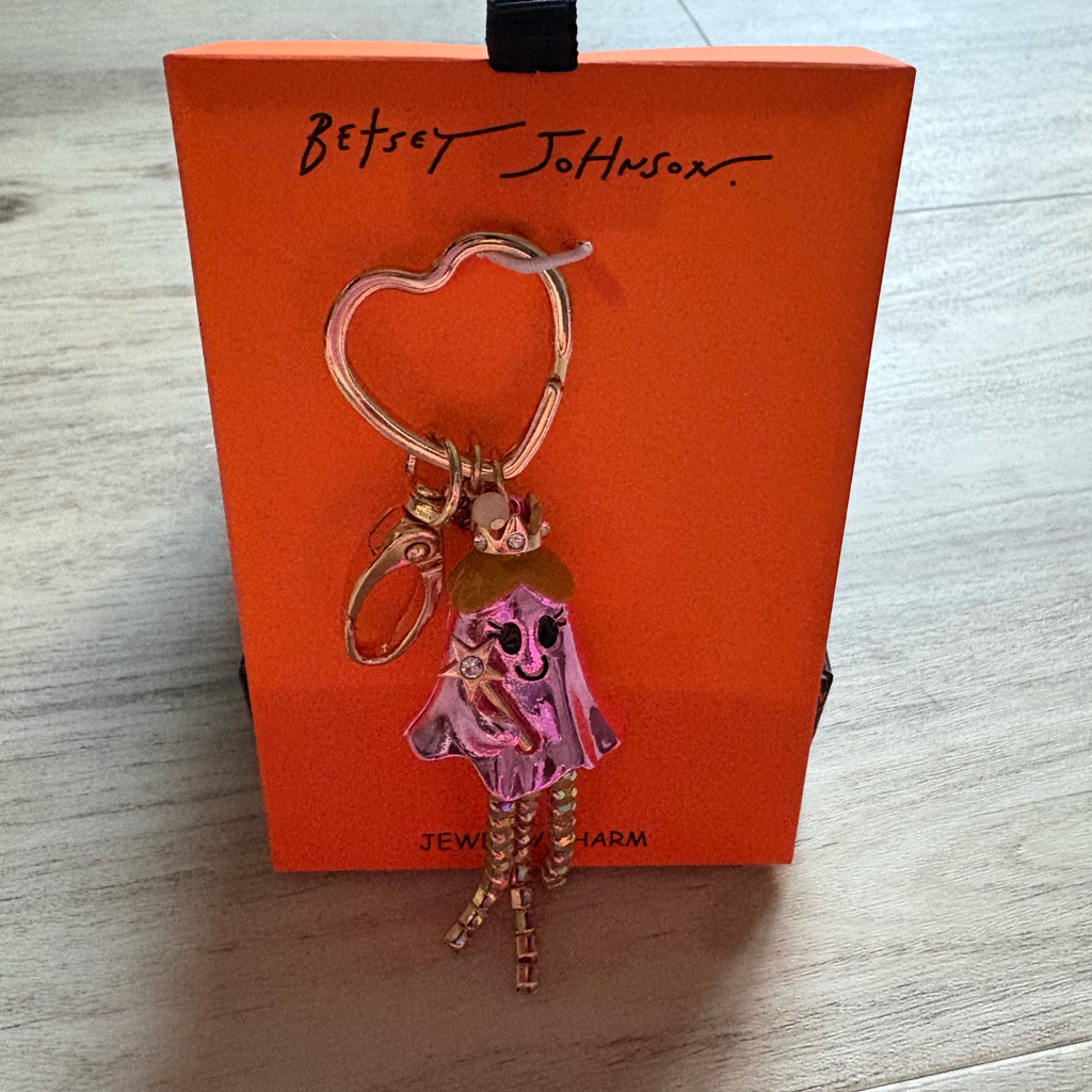 Nib Betsey Johnson Pink Gold Metallic Ghost Princess Halloween Jewelry Charm